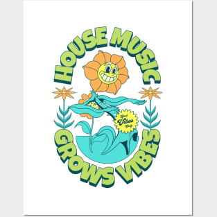 HOUSE MUSIC - Grows Vibes (Lime/Orange/Blue) Posters and Art